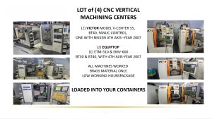 Victor V-Center 55 / Equiptop ETM-510 / Equiptop ETM-600 Total 4 CNC Vertical Machines a Lot Sales