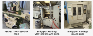 PERFECT PFG-2550AH Year 2000 + Bridgeport Hardinge VMC1000XP3 APC Year 2006 + Bridgeport Hardinge GX480 Year 2007