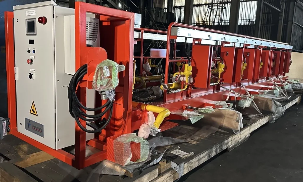 What is Firing system used for open top and closed type anode baking furnace & Ceramic baking 9 burner ramps?