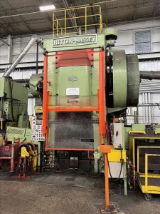 NITTAN Massey MHFP 2000-LW Hot 2000 Ton Forging Press Line + AMADA PUX200AD C-Frame Single-point Mechanical Press 200 Ton – Year 2003