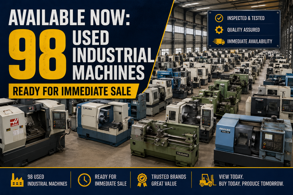 Available Now: 98 Used Industrial Machines Ready for Immediate Sale