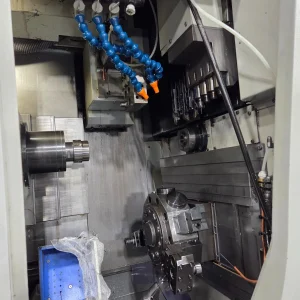 Hanwha STL 32H CNC Swiss Sliding Head Lathe with FMB Edge Technologies  Bar Feeder - Year 2012
