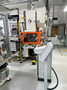 Sangiacomo T-50 CE C-Frame Flywheel Press with a Varas SF-100 Automatic Strip Feeder – Year 2025