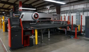 AMADA EMLK3610NT CNC 33 Ton Turret Punch Press with 4KW Laser with ASR510M 6-Shelf loader – Year 2014